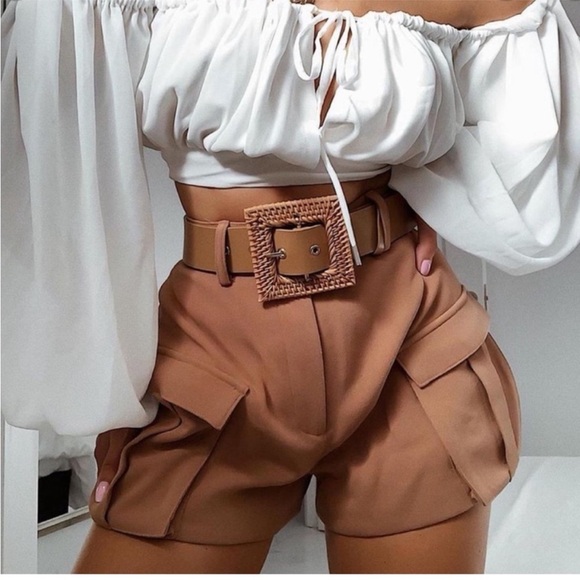 House of CB Pants - House of CB 'Anja' Tan Utilty Shorts NWOT